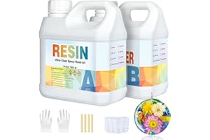 NIUB Epoxidharz, 2 l Harz und Härter-Set, neue Formel für kristallklares, sicheres und ungiftiges Kunstharz-Set, keine Blasen, selbstnivellierend und einfach für Anfänger, tiefes Gießen Epoxidharz