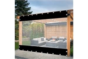 GYYN Clear Pergola Curtains Waterproof PVC Pergola Side Panels Outdoor with Eyelets 0.5mm Heavy Duty Tarpaulin for Gazebo, Porch, Customizable (Color : Black, Size : 2.5x3.5m)