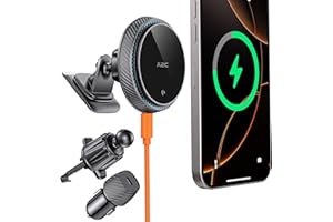 A2C QI2 15W Handyhalterung Auto mit Ladefunktion 2 In 1 für Mag-Safe Autohalterung mit Ladefunktion 360° Magsafe Ladegerät Auto für iPhone 16 Pro Max 16-12 Serie für Mag Safe Hülle Smartphone
