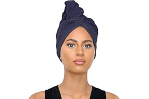 Sapphire Collection Asciugamani per asciugare i capelli, 100% pura spugna di cotone, morbido asciugamano avvolgente per capelli, turbante turbante assorbente, cuffia per capelli, asciugamano da spa,