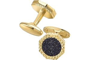 Jonwo Achteckige Blau Sandstein Manschettenknöpfe für Männer mit Geschenkbox Silber Vergoldet Manschettenknöpfe Men Cufflinks Hochzeit Hemd Party Geburtstag Jubiläum Kleid
