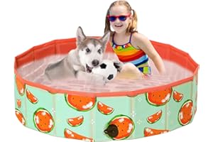 Demigreat Hundepool fur Große Kleine Hunde,80/120/ 160CM Faltbar Hunde Planschbecken, Tragbar & Eco-Friendly PVC Hunde Pool, Wassermelone