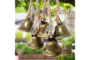 Witches Bells Hanging Wind Chimes Door Protection Charm, SOARFLY Boho Wind Chimes Hanging Ornaments, Witch Bells Witchcraft Decor Feng Shui Hanging Bells for Porch Garden Window