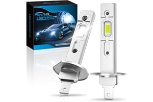 Sycreek Bombilla H1 LED Coche, 2 Pcs 18000LM Lampara H1 Led DC 12V Luces LED Coche,Kit Faros Reemplazo de Halógena y Xenón, Blanco 6500K, Garantía de 2 años