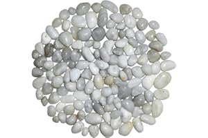 YIZZWTC 2000g Ciottoli Decorativi Giardino, 1-3 cm Pietre Decorative per Vasi Piccole, Sassolini Decorativi per Acquario Ciottoli Lucidati Naturali per Paesaggistica Vasi Piante Grasse (Bianco, 1-3 cm)
