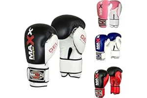 MAXX PRO BOXING GEAR Maxx Boxing Gloves Training Gloves Junior Kids & Adult Sizes Rex Leather Sparring Gym Fitness, 4 6 8 10 12 14 16 Oz