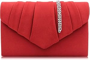 Milisente Pochette Donna,Women Clutches Borse Da Sera Con Pochette In Velluto (Rosso)