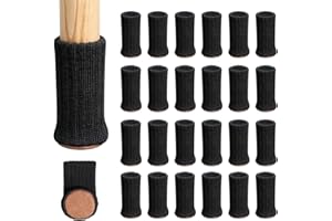 Calcetines Silla, Ezprotekt Calcetines Elásticos para Silla Mesa y Muebles, Diámetro de Ajuste de 1 "a 2" con Pack de 24 (Negro)
