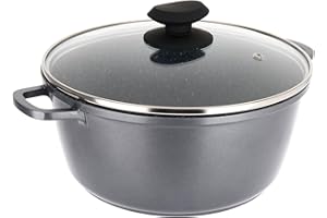 Sitram 714222 Faitout Fonte Aluminium Intérieur effet Pierre Ø24cm H11cm - Revêtement anti-adhésif 2 couches sans PFOA, Couvercle Vapeur en Verre, Poignées fonte d'aluminium - Tous feux dont induction