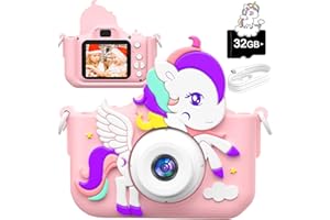 Macchina Fotografica Bambini, Joltix 2.0 Pollici Fotocamera Istantanea Bambini, 1080P HD Ricaricabile Fotocamera Digitale Bambina con Scheda 32GB, Regali per bambini dai 3 ai 12 anni (Rosa)