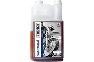 IPONE - Huile Moteur Moto 2 Temps Samouraï Racing - 100 % Synthétique avec Esters - Très Haute Performance – Compatible Mélange, Graissage Séparé, Systèmes d'injection - Bidon Doseur 1 Litre