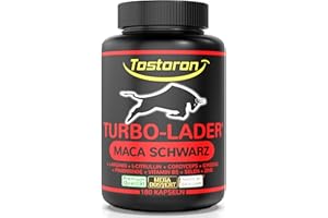 ‎TOSTORON Tostoron TURBO-LADER® MACA SCHWARZ extra stark + hochdosiert + L-Arginin, L-Citrullin, Cordyceps, Pinienrinde, Ginseng, 180 Kapseln, 1 Dose [1x151,8g]