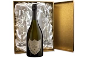 DRINXCOM Dom Perignon Brut Vintage 2015 Champagne in Gold Presentation Set With Flutes 75cl 12.5% abv