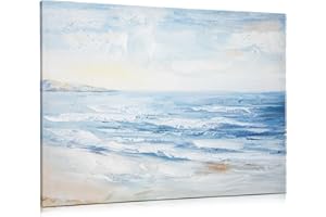 Arborus Meer Ölgemälde Wandbild 60 x 80 cm Gemälde Leinwand Wanddeko Handgemaltes Wandgemälde Wandbilder Handgefertigte Leinwandbilder für Esszimmer Schlafzimmer Hotel Deko Küste Strand Wand Kunst