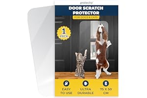 PROTECTO Ultra Durable Door Protector for Dogs – 75x50 cm Clear Cat Scratch Protector | Easy to Install Anti Scratch Door Guard for Dogs and Cats - Protection for Furniture, Walls and Windows