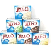 Jell-O Sugar Free Fat Free Pudding & Pie Filling Bundle of Six: Chocolate, Banana Cream, White Chocolate,Cheesecake, Pistachi