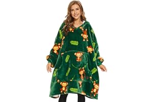 THREE POODLE Felpa Coperta Oversize con Cappuccio, Felpa Gigante Coperta Indossabile con Maniche, Coperta con Cappuccio Ultra Morbida e Calda, Cozy Hoodie Felpa Pile per Donna,Uomini e Bambini, Regalo