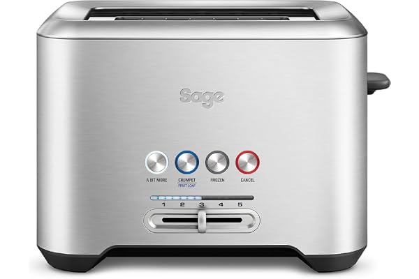 Sage - The 'A Bit More' Toaster - Brödrost för 2 skivor, frallhållare, 4 inställningar, enkel rengöring - Borstat rostfritt stål