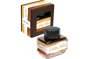 ‎ONLINE Online Tinte Golden Yellow mit Goldschimmer, Tintenglas 15ml, goldene Füllertinte für Kalligrafie, Handlettering, Schreibtinte, Tintenfass Konverter, Nachfülltinte auf wasserbasis, 17130/3