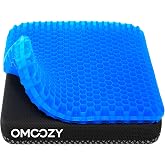 OMCOZY Jel koltuk minderi, soğutucu koltuk minderi, kalın, b&uuml;y&uuml;k nefes alabilen petek tasarımı, basın&ccedil; noktalarını emer, kaym