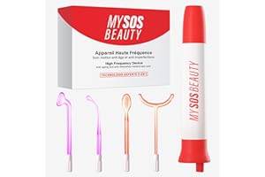 Appareil Haute Fréquence Visage - My SOS Beauty - Anti-Rides & Anti-Imperfections - Embouts Argon & Néon - Routine Beauté Complète à Domicile pour une Peau Nette et Raffermie