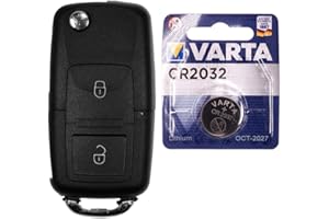 MT-KEY Autoschlüssel Funk Fernbedienung Austausch Gehäuse mit 2 Tasten + HAA / HU66 Rohling + Batterie kompatibel mit VW Golf Bora Sharan T5 Skoda Fabia Octavia