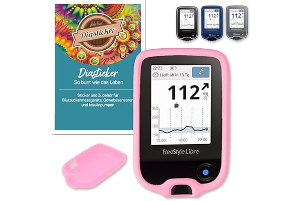 Diasticker® Étui de protection pour lecteur Freestyle Libre 1, 2 et 3, flexible, résistant aux chocs, antidérapant, protège des rayures et des chocs, rose