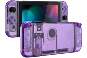 eXtremeRate Coque pour Nintendo Switch avec Boutons Accessoires, Coque Remplacement pour Nintendo Switch Console Joycon-Transparent Violet