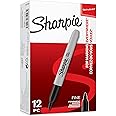 Sharpie Permanent Markers | Fine Point for Bold Details | Black Ink | 12 Count Marker Pens