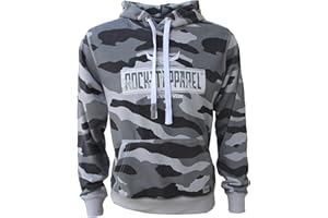 ROCK-IT Apparel Męska bluza z kapturem, lekka, kamuflaż, bluza z kapturem z francuskiego materiału z nadrukiem logo, rozmiary S-5XL, regularny krój, kolor kamuflaż szary