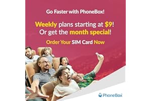 PhoneBox Canada Prepaid SIM Card | Choose one of The 7 Days Plan or The 30 Days Promo ! 5G Data, Affordable Plans! Talk, Text, Data! No overage fees! Unlimited International Text! Travel SIM Card