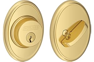 SCHLAGE Single Cylinder Deadbolt with Wakefield Trim, Bright Brass (B60 N WKF 605)
