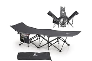 LET'S CAMP Outdoor Folding Camping Bed for Adults, Portable Heavy Duty Sleeping Cots, Durable Heavy Duty Camp Bed with Carry Bag