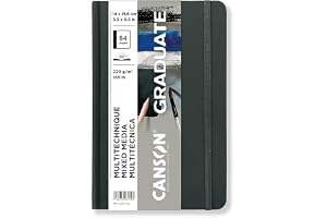 Canson Graduate Book, skissbok, Dubbelsidig: kornig och slät, 220 gsm, inbunden skissbok, 14 x 21,6 cm, grå, 64 ark