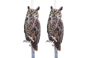 KUNGFU MALL Lot de 2 répulsifs hiboux pour éloigner les oiseaux - Répulsif contre les oiseaux - Pour éloigner les oiseaux - Pour les fenêtres, le jardin, la ferme