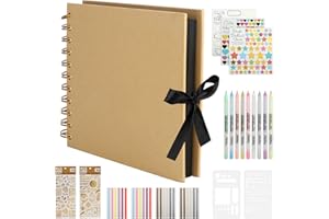 HXC Fotoalbum zum Selbstgestalten DIY Fotoalbum 60 Seiten Schwarz aus Karton Photo Album Fotobuch mit Aufkleber zum Einkleben Kann als Geburtstagsgeschenk Hochzeitstagsgeschenk