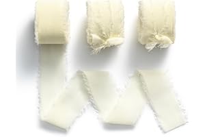 MORSUNBELA Nastro Chiffon Beige 2,5 cm x 6,4 m Nastro Regalo Fiocco Nastri in Set da Sposa per Matrimoni, Decorazioni, Inviti