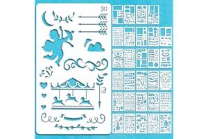 Gukasxi 30 Stück Bullet Schablonen Set, Zeichenschablonen Journal Zubehör Schablonen Alphabet Schablonen für Tagebuch, sammelalbum, fotoalbum, grußkarte, malerei, Urlaub Dekoration