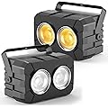 Erreyht 2PCS 150W COB Par LED Blanc Froid/Chaud Lumiere Theatre, Éclairage de Scène avec DMX8CH Maître-Esclave, Lumiere Stroboscopique pour église Mariage Photographie Fête Halloween Noël