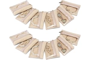 Vlando 2025 Reise Schmucktasche, Schmuckbeutel Klein, Transparente Samtbeutel-Reißverschlusstaschen, Organzasäckchen, Schmuck-Etui für Frauen, Mädchen, Geschenk, 12 Stück