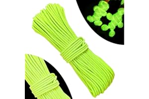 Pizsieat Paracorde Fluorescente 550, 30 m Corde en Nylon Lumineuse avec 9 Noyaux, Corde de Parachute de 4 mm, Brins de Corde de Survie – La Corde de Parachute Peut - Max 250 kg (550 Livres)