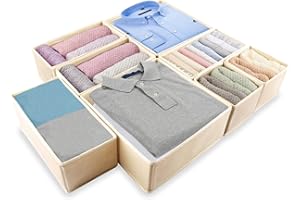 Revivoer Rangement sous Vetement, Organisateur de Tiroir Vetement en Non-tissé, Lot de 8 Boite de Rangement Vetement Pliables pour Armoire, Dressing, Pantalons, Chaussettes (Beige)