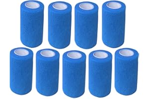 ANAMPION Selbstklebender Verband 9Rollen, 7.5cmx4.5m Non-Woven Selbsthaftende Bandage für Mensch und Tier, Flexibel Elastische Binde für Sport,Haustiere (Blau)