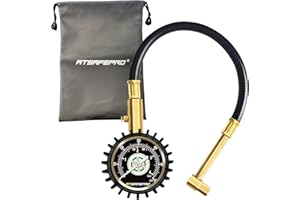 Manometro Pneumatici Moto 60 PSI, ATsafepro Manometro Pneumatico Meccanico con Tubo Flessibile Mandrino Angolo 90 Gradi, Manometro Aria Analogico per Auto, Moto, Bici