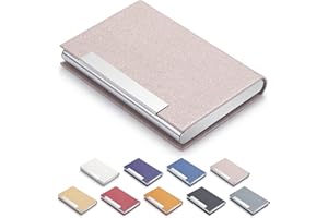 MAZYPO Business Card Holders for Men Women,PU Leather Card Holder,Stainless Steel Business Name Card Case,Credit Card Wallet Holder,Slim Metal Pocket Card Holder with Magnetic Shut
