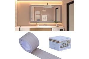 FEILAYS Schwarze Bordüre zum Abziehen und Aufkleben, schwarze Holzmaserung, Tapetenbordüre, entfernbar, wasserdicht, Badezimmer-Spiegelrahmen-Aufkleber, 5 cm x 1000 cm