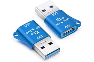 Seminer Adaptador USB a USB C (2 Pack), Adaptador USB 3.0 Macho a Tipo C Hembra, Transferencia de Datos a 10Gbps, Compatible con iPhone 15 Pro MAX, iPad Air 5/Mini 6, Galaxy S22/S21 (Azul)