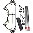 Compound Bow Set Adjustable Draw Weight 19-70 lbs IBO 320FPS, Hunting Target Practice Pulley Bow Right Hand with Archery Hunting Equipment for Adults and Youth Composite Bow