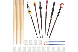 DKINY 8pcs Bricolage Baguettes Magiques en Bois avec Argile pour Enfants Loisir Créatif Fête Halloween Canaval Cadeau Anniversaire Socier Wizard Cosplay (sans peinture)