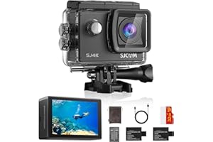 SJCAM SJ4000 unterwasserkamera Action Cam 4K30fps WiFi Kamera,40MP Ultra HD 170°FOV mit EIS Bildstabilisierung, 30m/98ft Wasserdicht Kamera mit 2 Akkus, 32G SD Karte und Helmhalterung Zubehör Kits